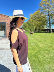 Chocolate Cold Shoulder Top Orla