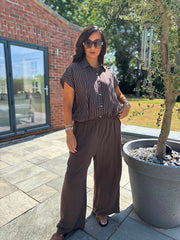 Chocolate Bubble Hem Striped Shirt Emma