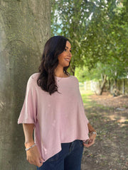 Pink Reverse Seam Round Neck Diana