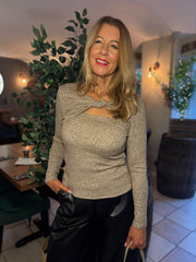 Mocha Twist Front Ribbed Top Emma