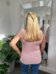 Pink Ribbed Lace Vest Trina