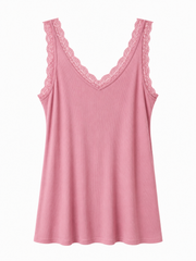 Rose Lace Ribbed Vest Libby