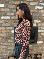 Wine Sheer Leopard Print Top Hope