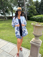 Navy Botanical Leaf Longline Shirt Lucinda