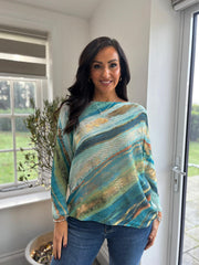 Aqua Brushed Stripe Knit Top Dawn