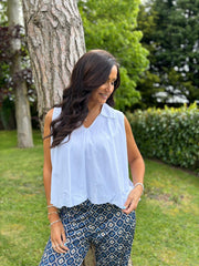 White Bubble Hem Sleeveless Top Scarlett