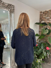 Navy Diamante Flower Top Kinsley