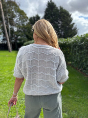 Grey Short Sleeve Chevron Knit Kenna