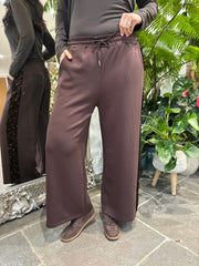 Chocolate Sequin Velour Trim Joggers Trixie