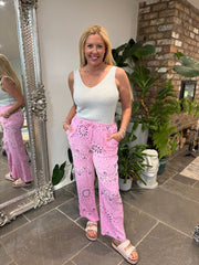 Candy Pink Paisley Bubble Cotton Trousers Alina