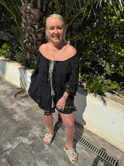 Black Luxury Tassel Lace Tunic Opal