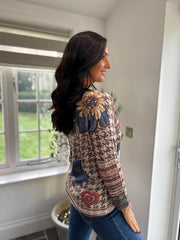 Chocolate Dogtooth Floral Top Eliza