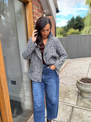 Grey Marl Boucle Buttoned Coat Isla
