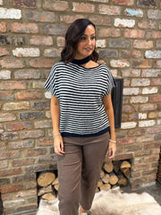 Navy Asymmetric Striped Knit Cora