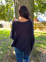 Navy Asymmetric Cosy Knit Fran