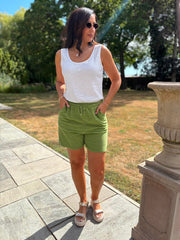 Olive Towelling Shorts Natasha