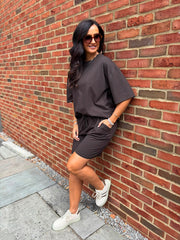 Chocolate Shorts Leisure Set Amber