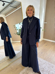 Navy Diamante Wide Leg Trousers Jude