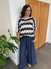 Navy Chevron Stripe Knit Olive