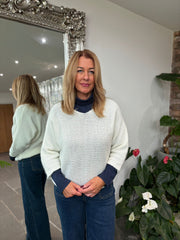 Antique Cream Back Detail Knit Top Billie