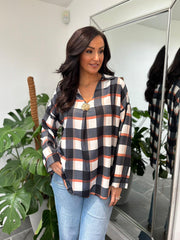 Charcoal Checked Blouse Nova