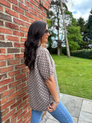 Mocha Polka Dot Top Everly