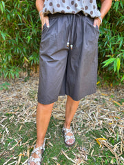 Chocolate Wide Leg Bead Tie Culottes