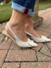 Stone Textured Kitten Heel Shoes