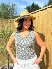 Khaki Leopard Ruffle Trim Vest Zoe