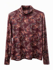 Chocolate Paisley Super Soft Roll Neck