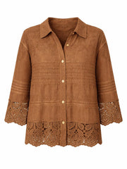 Toffee Crochet Detail Shirt Jacket Jenny
