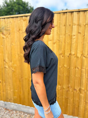Black Lace Trim Tee Carla