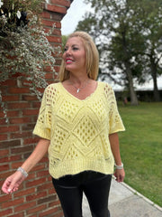 Butter Yellow Cosy Diamond Knit Sofia