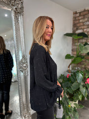 Black Crossover Diamante Top Ruth