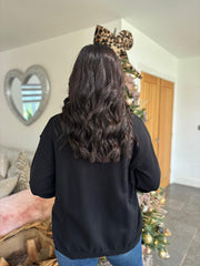 Black Leopard Bow Cardi Georgina