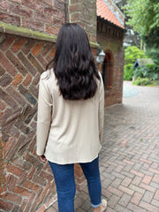 Stone Ribbed Drawstring Top Maisie