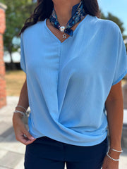 Blue Twist Drape Top Jacqueline