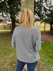 Navy Gold Heart Knit Top Jenna