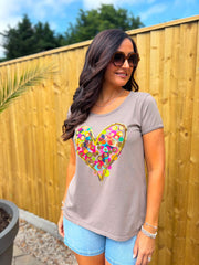 Mocha Confetti Heart Tee Eliza