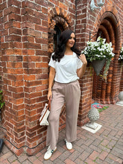Mocha Seam Front Pull On Comfort Trousers