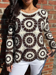Chocolate Crochet Loose Weave Knit Amber
