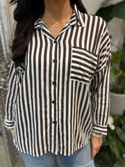 Chocolate Striped Single Pocket Shirt Maggie