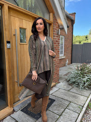 Green Pattern Stripe Shimmer Cardigan Freya