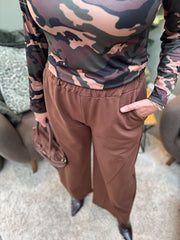Khaki Camouflage Print Top Amelia
