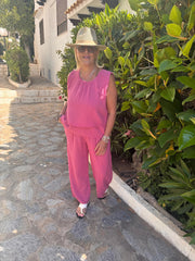 Lipstick Pink Layered Bubble Cotton Vest Quinn