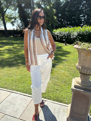 Mocha Striped Sleeveless Blouse Lola