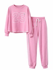 Pink Numeric Print Leisure Set Amber