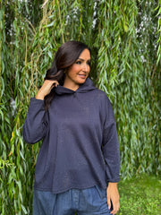 Navy Diamante Hoodie Kylie