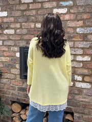 Lemon Lace Hem Longline Knit Kirsty