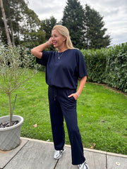Navy Drawstring Hem Top Judy